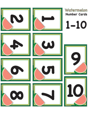 Watermelon Number Cards 1-10 - Preview 1