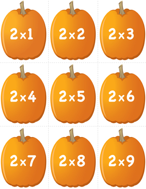 Pumpkin Concentration - Multiplication Facts 2 - Printable