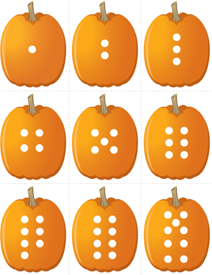 Pumpkin Concentration - Number Dots - Printable