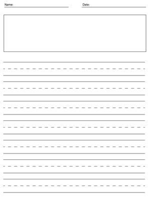 Writing Paper - Handwriting Lines and Small Box - Printable