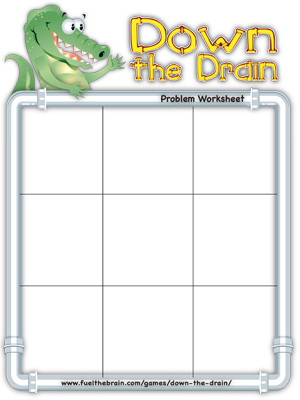Down the Drain Problem Worksheet - 9 sections - Printable