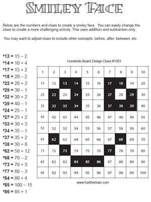 Hundreds Board Design - Smiley - Printable