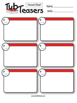 Tub Teaser Answer Sheet - Printable